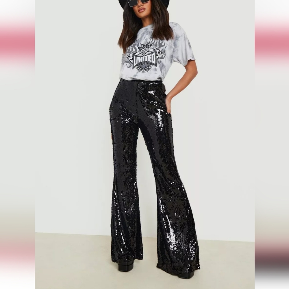 High Wasted Sequin Flares
